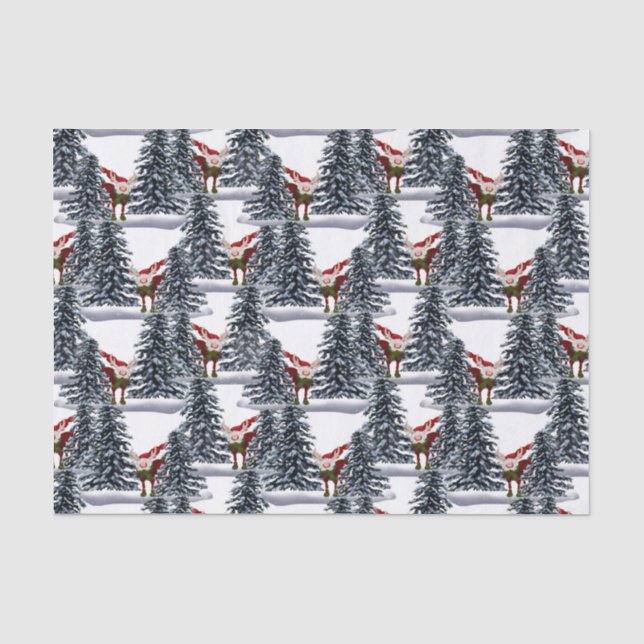 Papier Mousseline carrelage d'orignal de Noël (Recto)