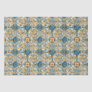 PAPIER MOUSSELINE CARRELAGE FLORAL MÉDITERRANÉEN DÉCOUPAGE TISSU PAP