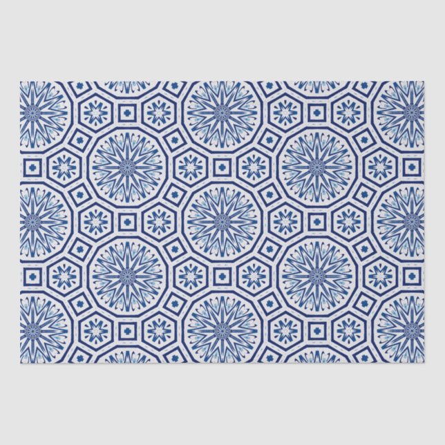 Papier Mousseline Carrelage marocain, carrelage bleu, Impression tou (Recto)