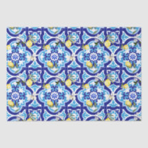 Carrelage méditerranéen, carrelage bleu, citron,