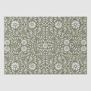 Papier Mousseline Carrelage Talavera Vert Style Fiesta