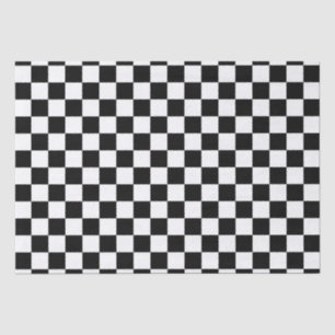 Papier Mousseline Carrés Checkered noirs et blancs