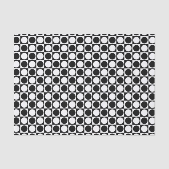 Papier Mousseline Carrés et pois noirs et blancs (Recto)