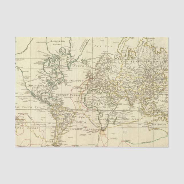 Papier Mousseline Carte 5 du monde (Recto)