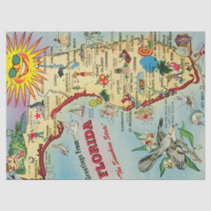 Papier Mousseline Carte ancienne de Floride 