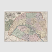 Carte ancienne de Paris France Ephemera Decoupage