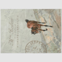 Carte Brown Horse Postale Découpage Vert Français