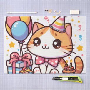 Papier Mousseline Carte d'anniversaire Toon Kitty Joyeux Anniversair
