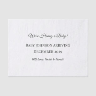 Papier Mousseline Carte de déclaration personnalisée pour bébé