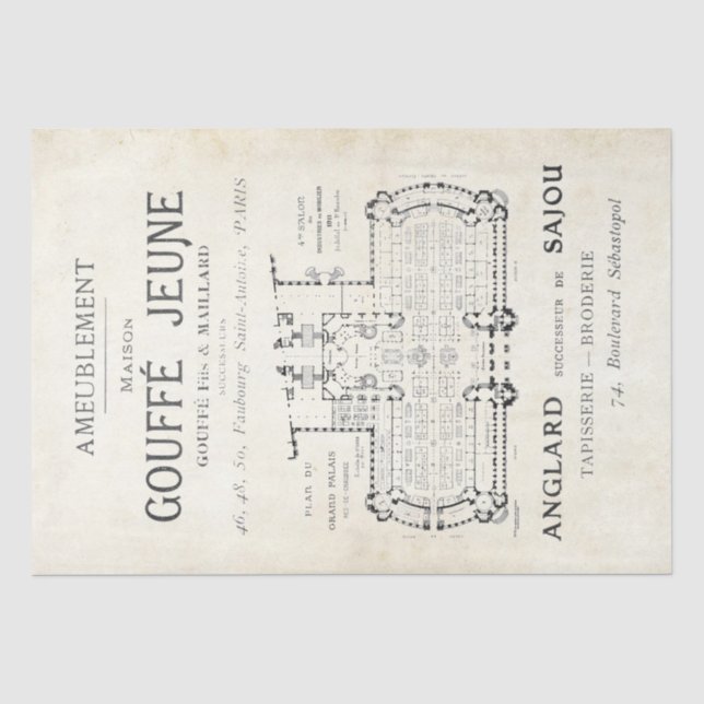 Papier Mousseline Carte de la typographie française - Découpage du p (Recto)