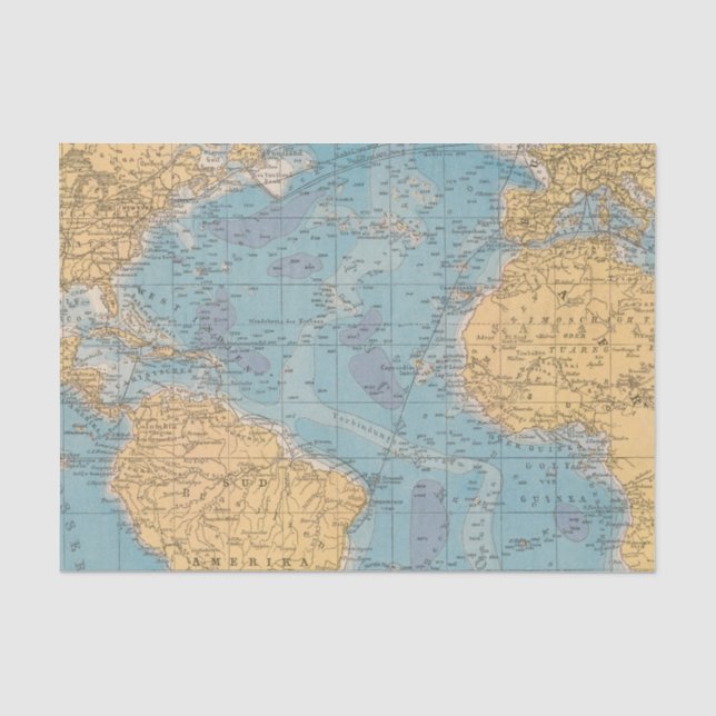 Papier Mousseline Carte de l'Océan Atlantique (Recto)