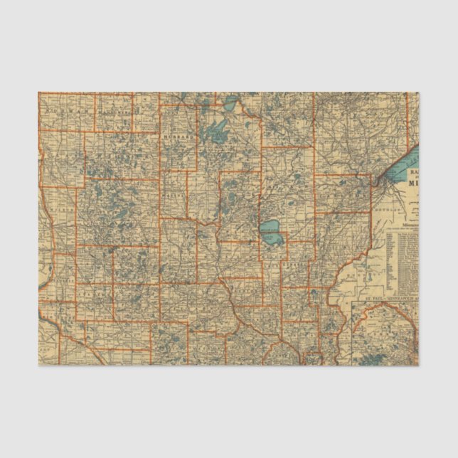 Papier Mousseline Carte de route du Minnesota (Recto)