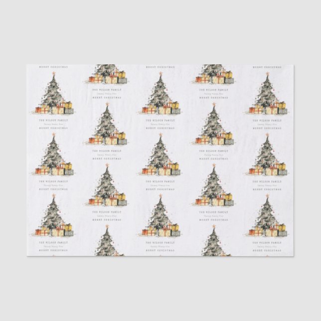 Papier Mousseline Carte de vacances moderne Sketchy Christmas Tree C (Recto)