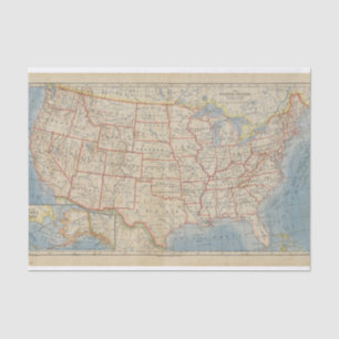 Papier Mousseline Carte des Etats-Unis et du territoire d'Alaska