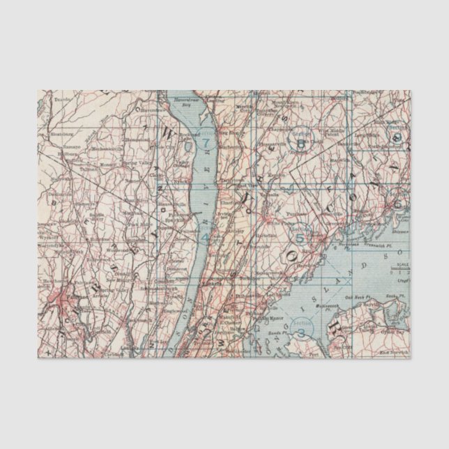 Papier Mousseline Carte du comté de Westchester, New York (Recto)