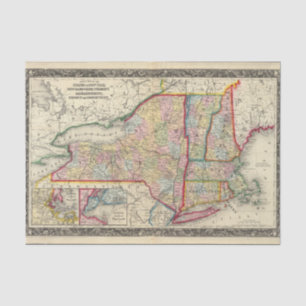 Papier Mousseline Carte du comté des états de New York
