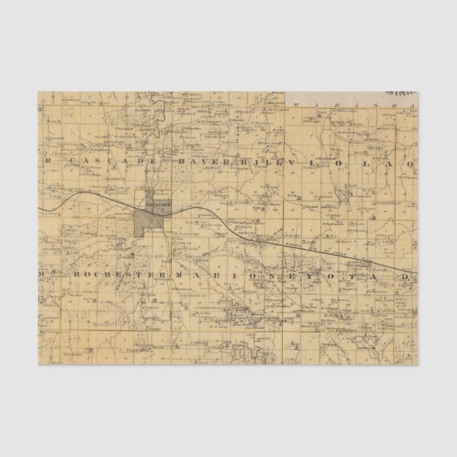 Papier Mousseline Carte du comté d'Olmsted, Minnesota (Recto)