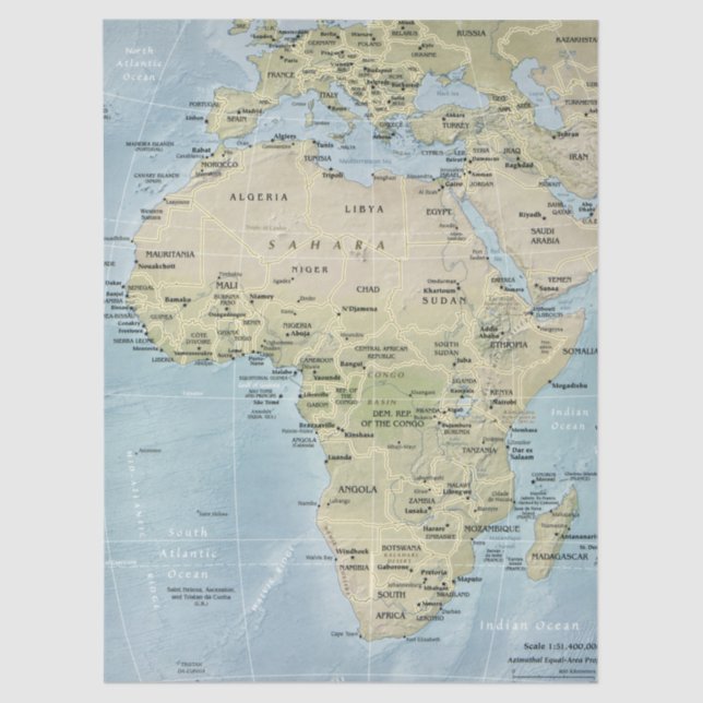 Papier Mousseline Carte du découpage africain (Recto)