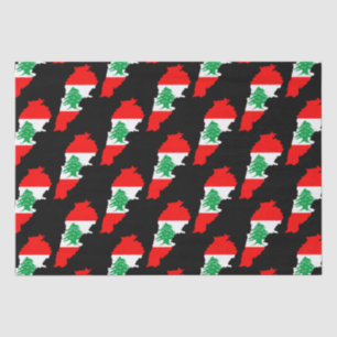 Papier Mousseline Carte du Liban avec drapeau