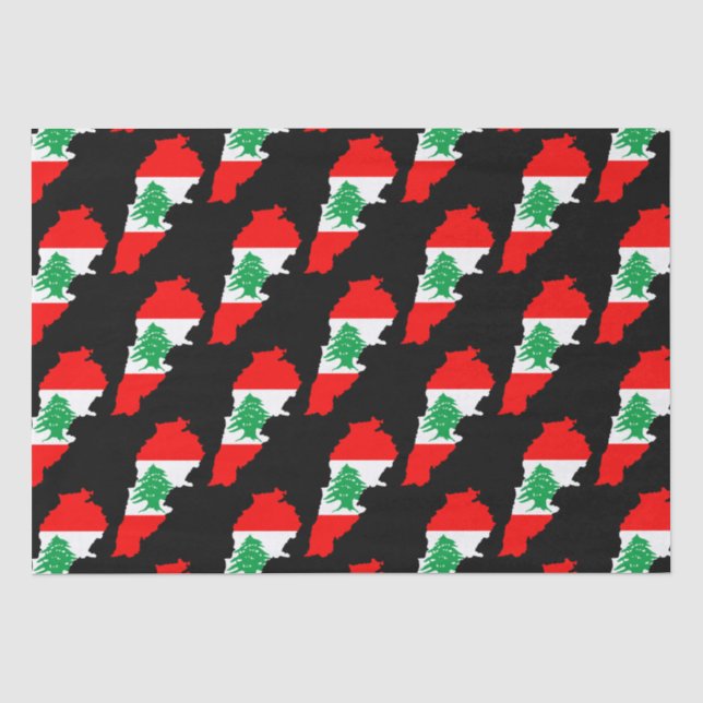 Papier Mousseline Carte du Liban avec drapeau (Recto)