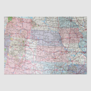Papier Mousseline Carte du Midwest américain