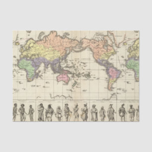Papier Mousseline Carte du monde des styles d'habillement