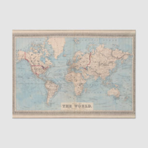 Papier Mousseline Carte du monde sur la projection de Mercator