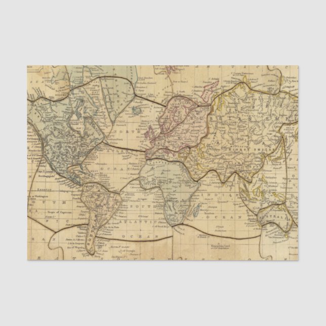 Papier Mousseline Carte du monde sur la projection de Mercators (Recto)