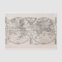 Carte du monde vintage Black & Tan Outline Plan du
