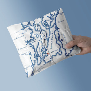 Papier Mousseline Carte du Rotary de Newport Elégant bleu marine