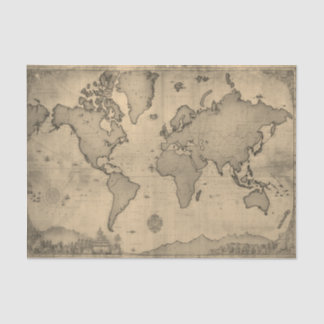 Papier Mousseline Carte du Vieux Monde