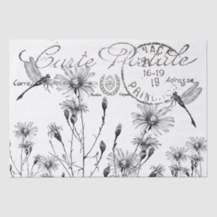 Papier Mousseline Carte Fleur sauvage Dragonfly Decoupage Craft