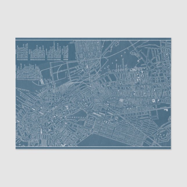 Papier Mousseline Carte graphique de Boston (Recto)