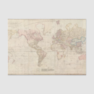 Papier Mousseline Carte Mercator du monde