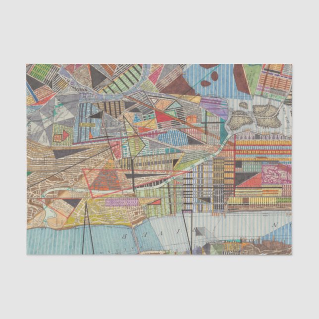 Papier Mousseline Carte moderne de New York I (Recto)