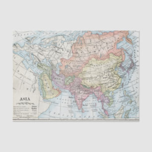 Papier Mousseline Carte politique de l'Asie (1916)