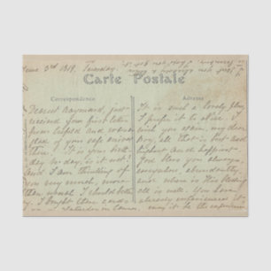Papier Mousseline Carte Postale Anglais Script Vert Vintage
