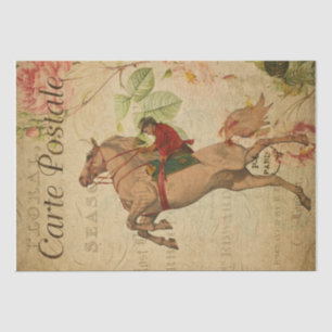 Papier Mousseline Carte postale Vintage à cheval