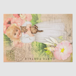 Papier Mousseline Carte Postale vintage Baby Girl Decoupage Papier T