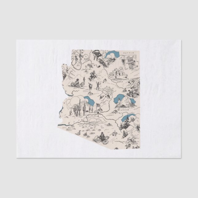 Papier Mousseline Carte Vintage Arizona (Recto)