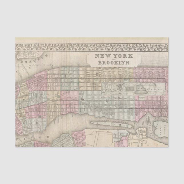 Papier Mousseline Carte vintage Brooklyn (Recto)