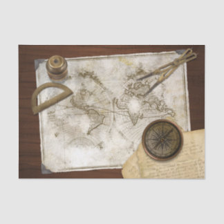 Papier Mousseline Carte vintage et outils du monde