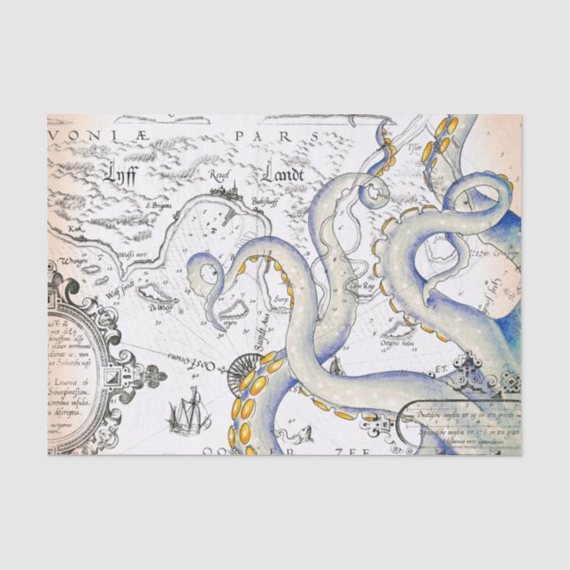 Papier Mousseline Carte vintage Grunge Tentacles (Recto)