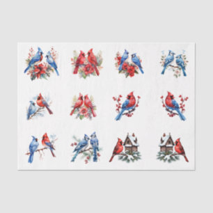Papier Mousseline Cartes de découpage d'oiseaux bleus cardinaux à l'