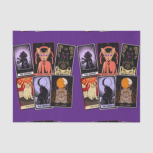 Papier Mousseline Cartes de Tarot de Chat—Empress d'Halloween. Hermi