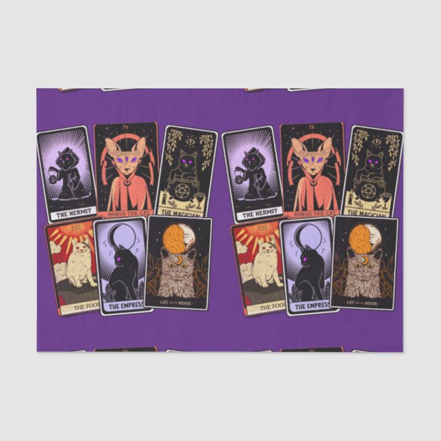 Papier Mousseline Cartes de Tarot de Chat—Empress d'Halloween. Hermi (Recto)