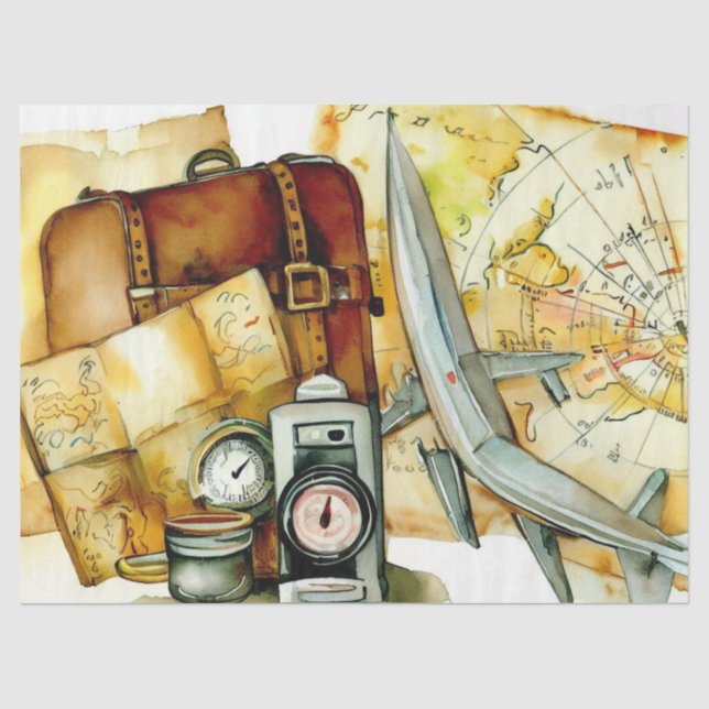 Papier Mousseline "Cartes & Elégance Voyage : Aventure Attend" (Recto)