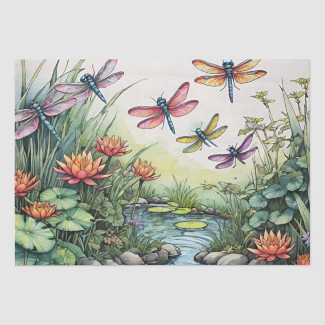 Papier Mousseline Cartes Lili Pond Dragonfly (Recto)