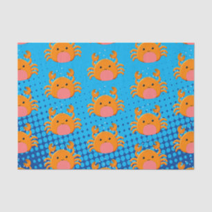 Papier Mousseline Cartoon mignon Crabe bleu océan