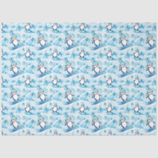 Papier Mousseline Cartoon Penguin Surfing